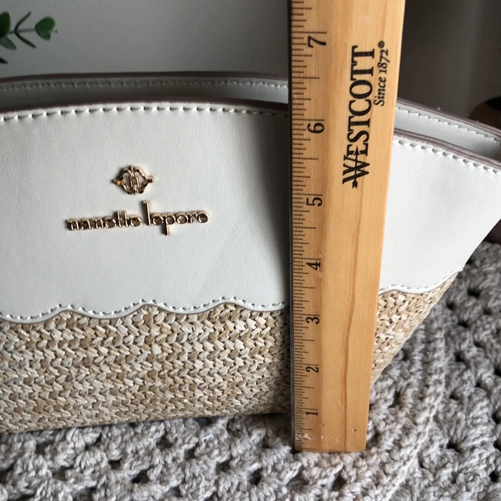 Nanette Lepore Cream and Natural Straw Wristlet Clutch